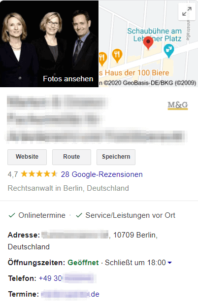 Google Suche - Anzeige