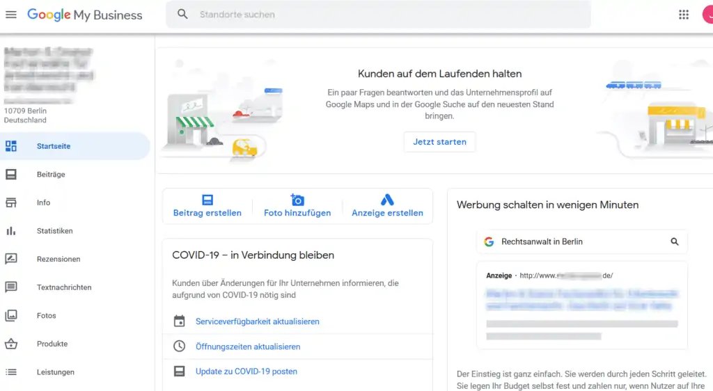 Startseite Google My Business