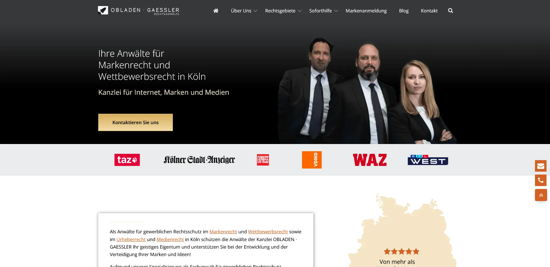 Obladen Gäßler Rechtsanwälte Website